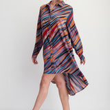 Indigo Teal Printed Button Down Shirt Dress
