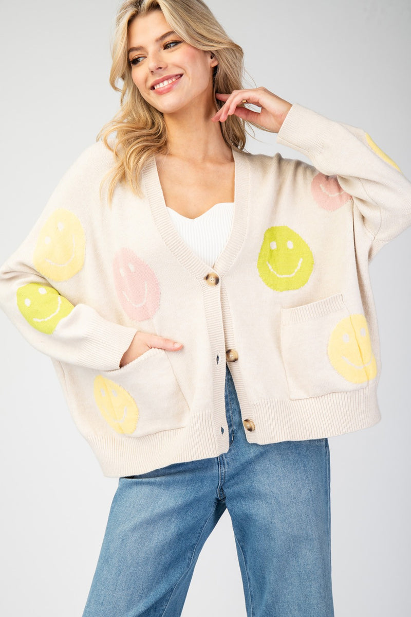Oatmeal All Smiles Sweater Cardigan
