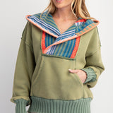 Washed Green Multi Thread Yoke Hoodie