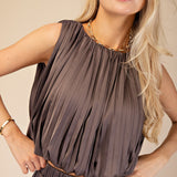 Sleeveless Pleated Top