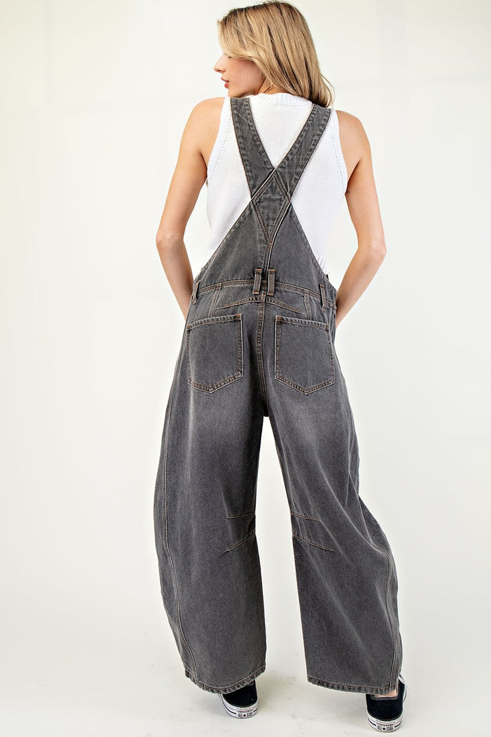 Wash Grey Barrel Jumpsuit