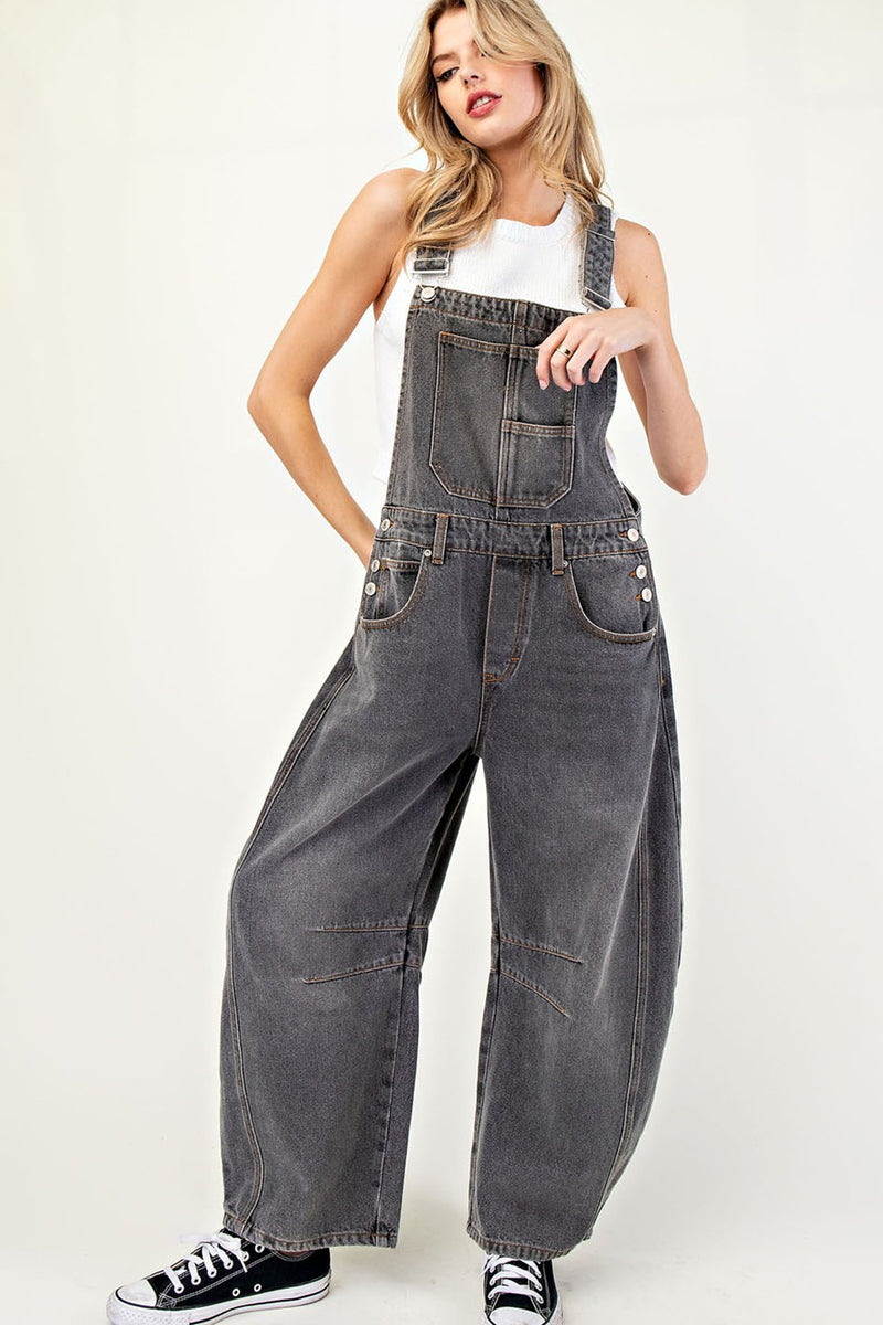 Wash Grey Barrel Jumpsuit