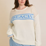 BEACH White Mix Woven Sweater