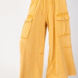 Camel Yellow Mineral Wash Wide Leg Utility Pant