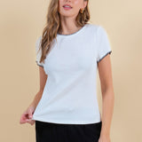 Round Neck Short Sleeve with Blanket Stitch Sleeve
