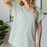 Simple Stripe V Neck Tee