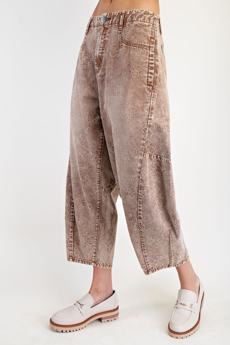 Almond Flower Twill Barrel Pant