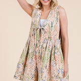 Peach Multi Floral Eyelet Lace Romper