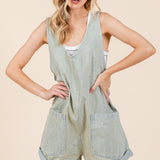 Denim Stripe Washed Oversize Romper