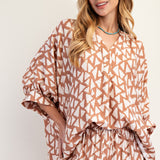 Blackberry Wavy Triangle Rayon Printed Dolman