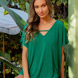 Kelly Green Shimmer Style Cap Sleeve Top