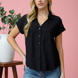 Black Button Front Tab Sleeve