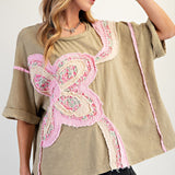 Faded Olive Flower Patch Linen Shirt