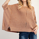 Rusty Wooden Cable Knit S/S Sweater