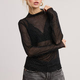Rhinestone Mesh L/S