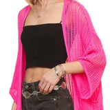 Hot Pink Open Weave Light Cardigan