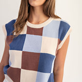 Frosted Mocha Check Sweater Vest