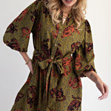 Untamed Martini Olive Button Front Dress