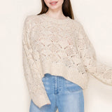 Natural Wavy Woven Crop Sweater