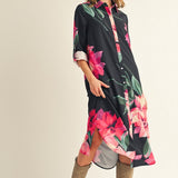 Botanical Babe Black Button Down Floral Dress