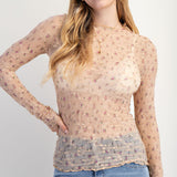 Natural Vintage Ditsy Floral Sheer Mesh