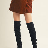 Brown Corduroy Button Skirt
