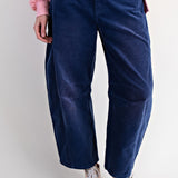Sapphire Blue Corduroy Barrel Pant