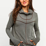 Olive Reverse Stitch Cowl Neck Pullover