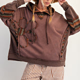 Chocolate Brown Daisy Patch Hoodie