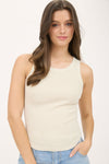 Washed Raw Edge Rib Knit Tank