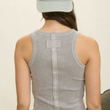 Washed Raw Edge Rib Knit Tank