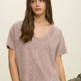 Washed Scoop Neck Short Sleeve Every Day Top