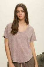 Washed Scoop Neck Short Sleeve Every Day Top