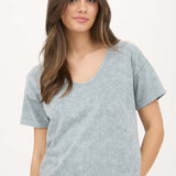 Washed Scoop Neck Short Sleeve Every Day Top
