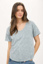 Washed Scoop Neck Short Sleeve Every Day Top