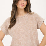 Washed Mom Crop Extended Shoulder Top