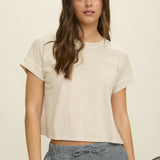 Washed Mom Crop Extended Shoulder Top