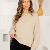 Taupe Multi Knit Rib Accent Sweater