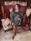 Disco Babe Sequin Shoulder Pleated Dress