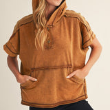 Washed Rust Hooded Short Sleeve Pullover