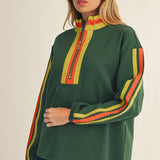 Hunter Green Contrast Trim 1/4 Zip