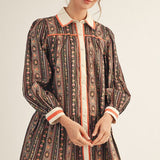 Vintage Vibes Button Down Printed Dress