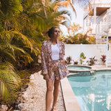 Cream Multi Paisley Pleat Shorts