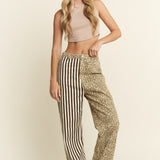 MIX MATCH LEOPARD STRIPE PANT