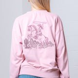 Light Pink Western Motive Embroidered Crew