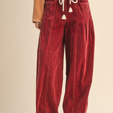 Burgundy Mini Corduroy Barrel Pant