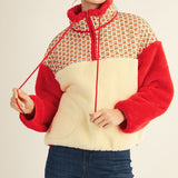 Retro Era Sherpa + Print Cozy Pullover