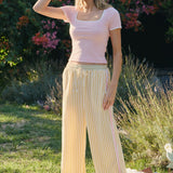 Yellow Lemon Cello Stripe Contrast Pant
