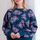 Navy + Plum Washed Floral Sweatshirt