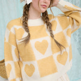Butter Yellow Heart Block Sweater